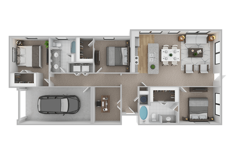 Floor plan for 3 beds, 2 baths, 1527 sqft
